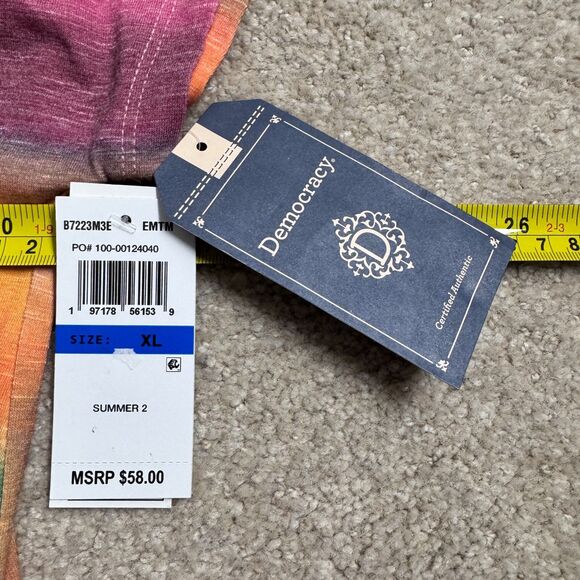 Democracy Womens Short Sleeve Scoop Neck Ombre Print Twist Front Hem Knit Top XL - Picture 12 of 16